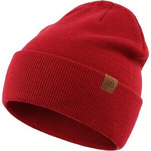Mens Red Winter Hats Acrylic Knit Cuff Beanie Cap Warm Womens Beanie Hat
